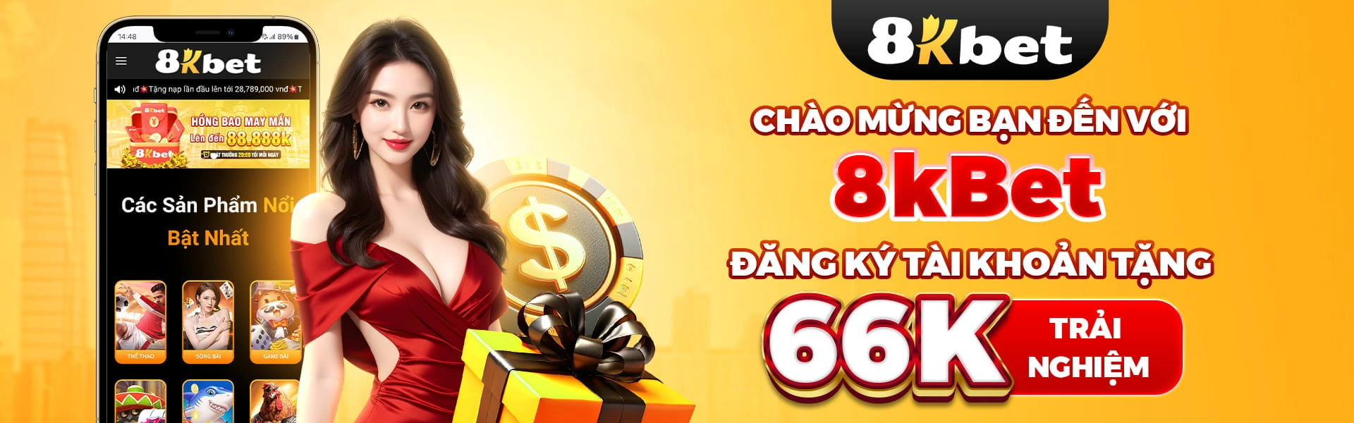 Banner hướng dẫn truy cập an toàn và hỗ trợ 8KBet